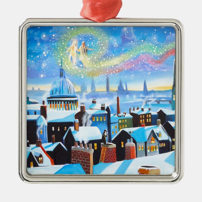 Ornamento De Metal Uma canção de natal Scrooge do Natal e fantasma do (Frente)