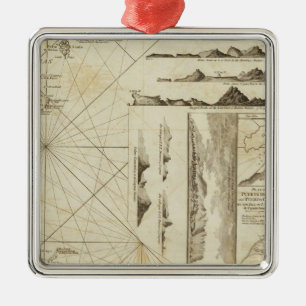 Ornamento De Metal Uma carta do Maderas e das Ilhas Canárias