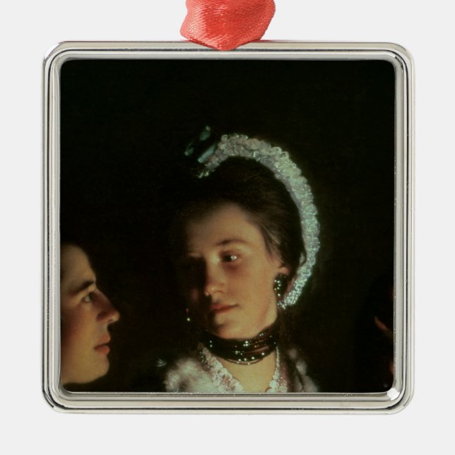 Ornamento De Metal Uma experiência em um pássaro na bomba de ar, 1768 (Frente)