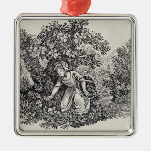 Ornamento De Metal Uma menina que recolhe flores