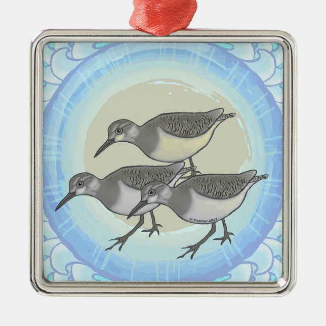 Ornamento De Metal Uma Ornação Padrada Premium de Sandpipers (Frente)