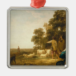 Ornamento De Metal Uma paisagem com pastores e Shepherdesses