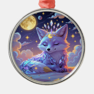 Ornamento De Metal Uma pequena Raposa Sussurro Estelar ao Luar dormin
