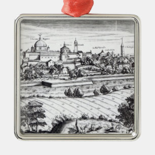 Ornamento De Metal Uma seção de um mapa de Milão, 1640