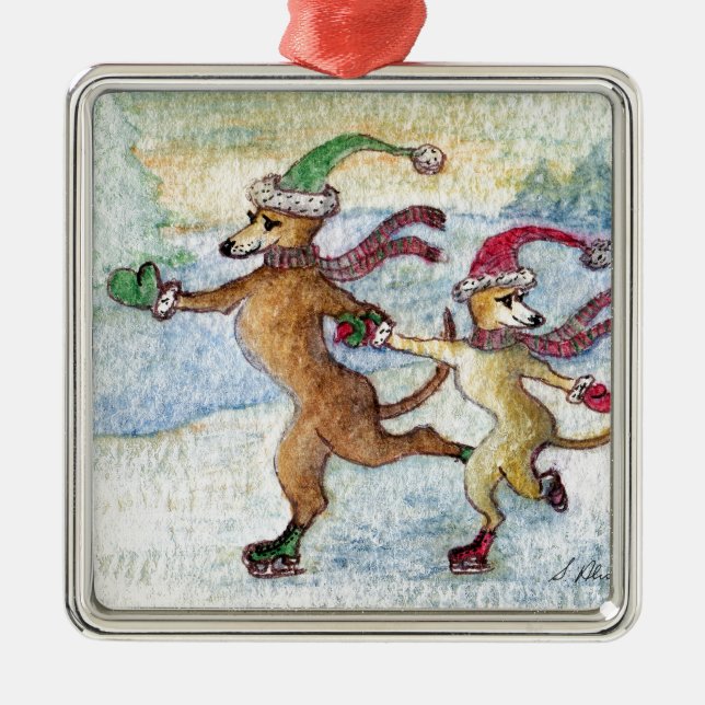 Ornamento De Metal Uma tradição do feriado - patinando (Frente)
