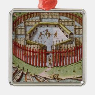 Ornamento De Metal Uma vila indiana