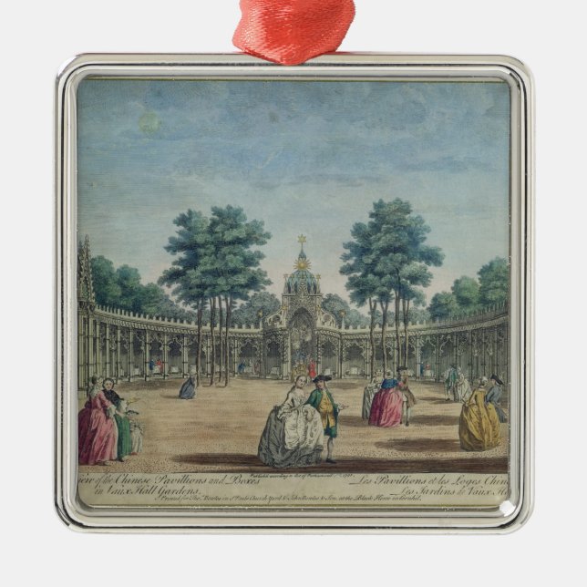 Ornamento De Metal Uma vista dos pavilhões e das caixas chineses em (Frente)