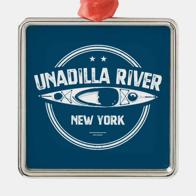 Ornamento De Metal Unadilla River New York Kayak (Frente)
