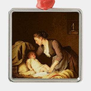 Ornamento De Metal Undressing o bebê, 1880