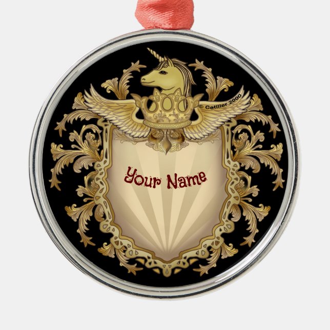 Ornamento De Metal Unicorn Shield (Frente)