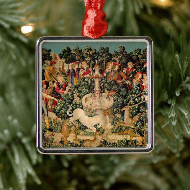 Ornamento De Metal Unicorn Tapestries Encontrou Legenda Mítica (Árvore)