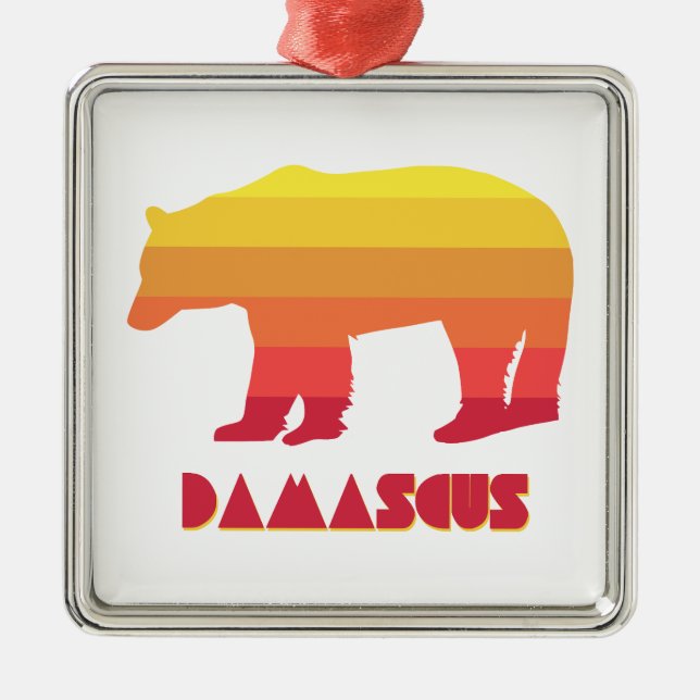 Ornamento De Metal Urso Arco-íris de Damasco Virgínia (Frente)