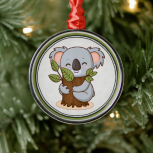 Ornamento De Metal Urso coala de abraço em árvore