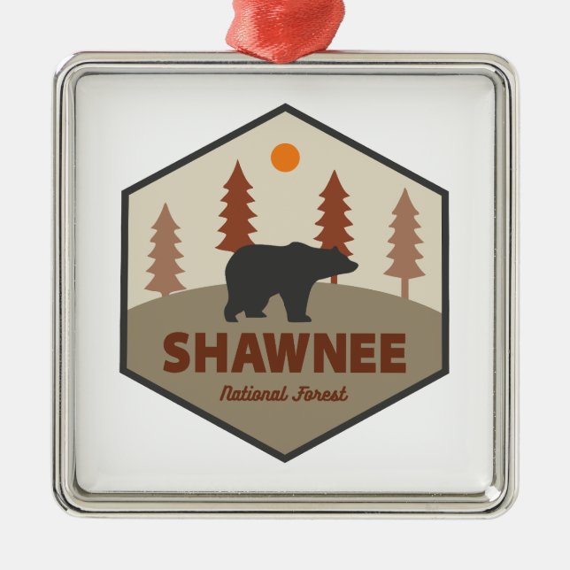 Ornamento De Metal Urso da Floresta Nacional Shawnee (Frente)