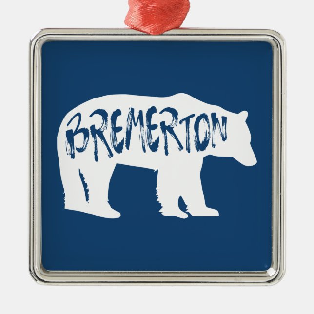 Ornamento De Metal Urso de Bremerton Washington (Frente)