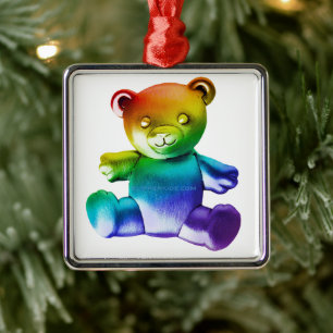 Ornamento De Metal Urso de pelúcia de metal polido SlipperyJoe's grad