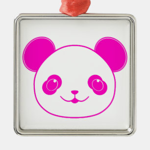 Ornamento De Metal Urso Panda de Kawaii Rosa