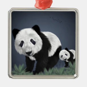 Ornamento De Metal urso panda fofo animal preto branco doce