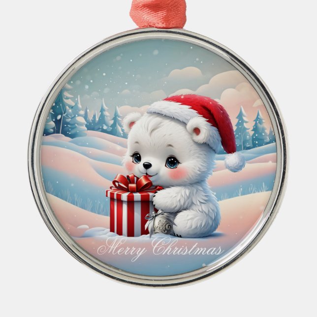 Ornamento De Metal Urso polar de Natal (Frente)