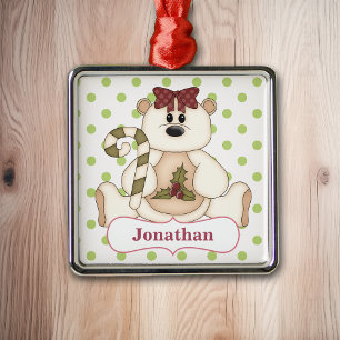 Ornamento De Metal Urso Polar de Natal Personalizado