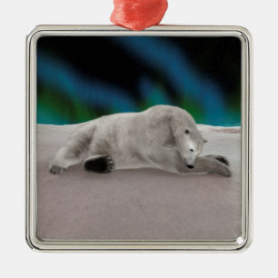 Ornamento De Metal Urso Polar Descansando