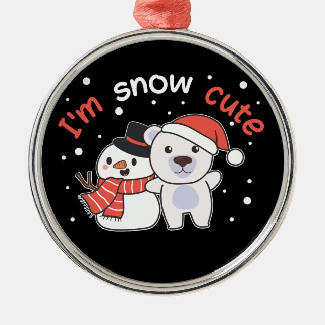 Ornamento De Metal Urso Polar Eu sou a Cerâmica Snowman Cute Snowman (Frente)