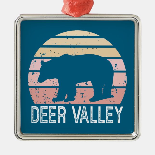 Ornamento De Metal Urso Retro De Deer Valley Utah (Frente)