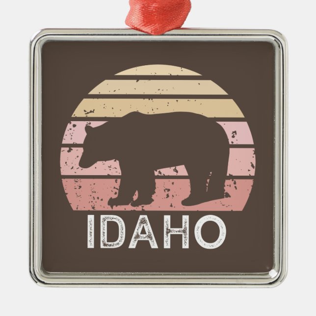 Ornamento De Metal Urso Retroativo Idaho (Frente)