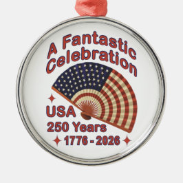 Ornamento De Metal USA 250 Years Patriotic Fan Design – 1776-2026 