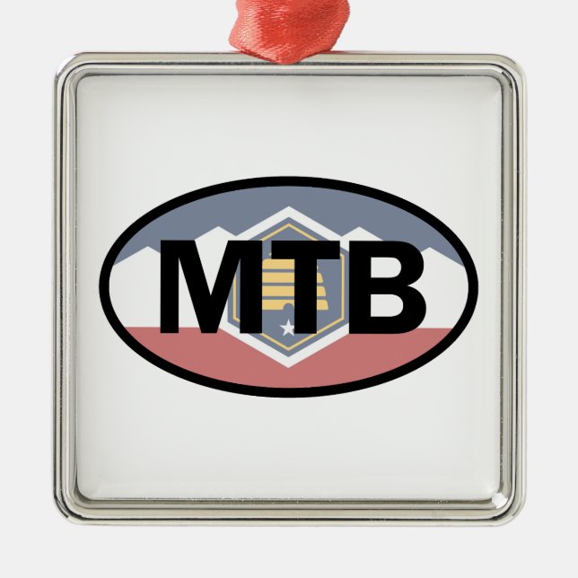 Ornamento De Metal Utah Flag Mountain Biking Oval (Frente)