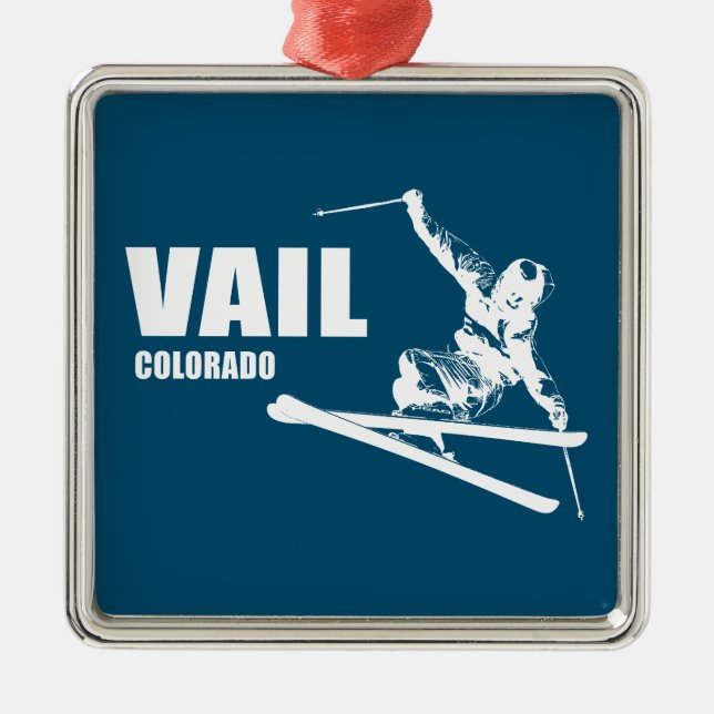Ornamento De Metal Vail Colorado Skier (Frente)