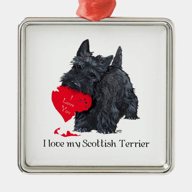 Ornamento De Metal Valentine de Terrier Escocês (Frente)