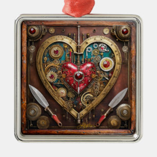 Ornamento De Metal Valentine Guerreiro Steampunk Rubis e Adagas