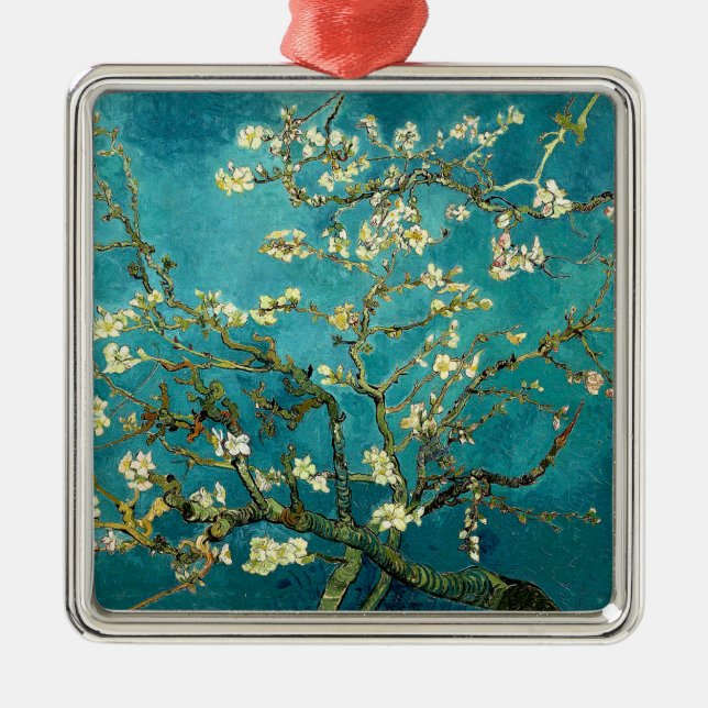 Ornamento De Metal Van Gogh Almond Blossoms Impressionismo Clássico (Frente)