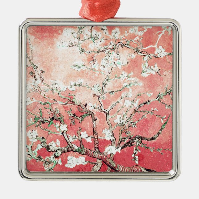 Ornamento De Metal Van Gogh Almond Blossoms Peach (Frente)