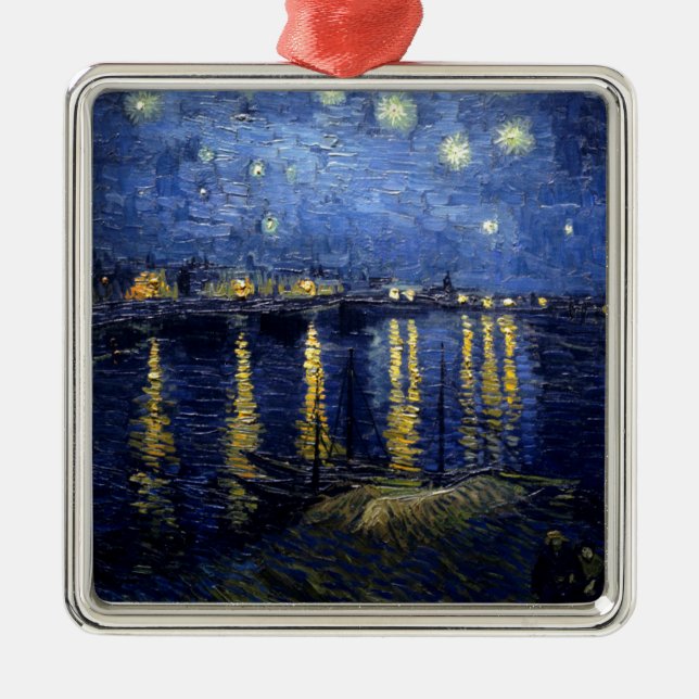 Ornamento De Metal Van Gogh Starry Night Over Rhone (Frente)