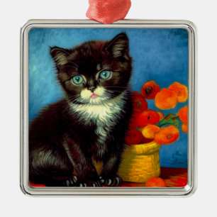 Ornamento De Metal Van Gogh Tuxedo Cat