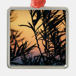 Ornamento De Metal Vegetação ao pôr do sol