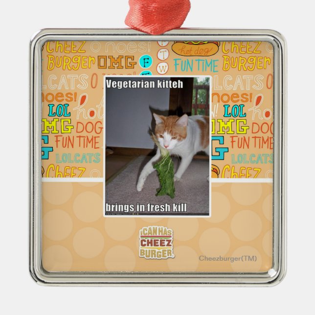 Ornamento De Metal Vegetariano Kitteh (Frente)