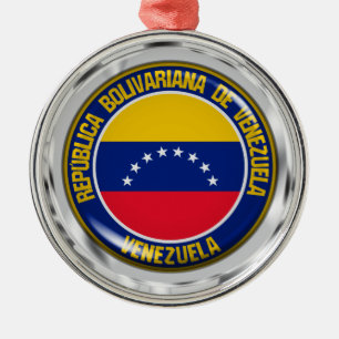 Ornamento De Metal Venezuela Round Emblem