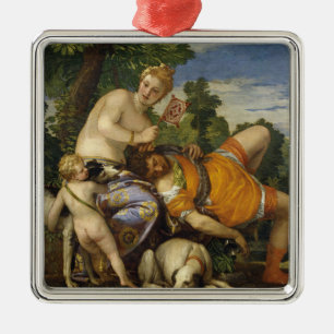 Ornamento De Metal Vênus e Adonis (por Paolo Veronese)