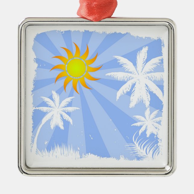 Ornamento De Metal Verão tropical (Frente)
