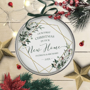 Ornamento De Metal Verde nosso primeiro Natal em nossa nova casa