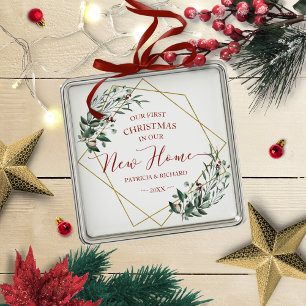 Ornamento De Metal Verde nosso primeiro Natal em nossa nova casa