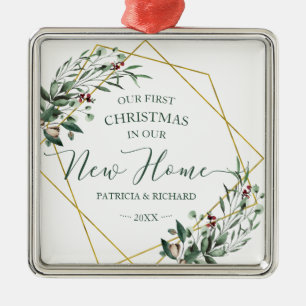 Ornamento De Metal Verde nosso primeiro Natal em nossa nova casa