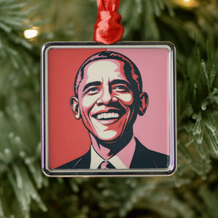 Ornamento De Metal Vermelho, Branco e Azul Patriótico Barack Obama