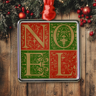 Ornamento De Metal Vermelho e Verde Noel Retroativo