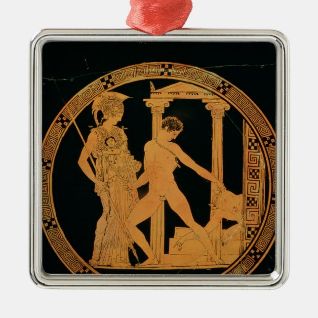 Ornamento De Metal Vermelho-figura copo que descreve Athena, Theseus (Frente)