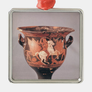 Ornamento De Metal Vermelho-figura krater que descreve amazons e