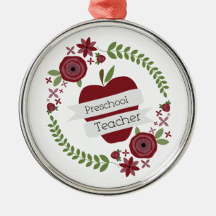 Ornamento De Metal Vermelho floral Apple da grinalda do professor